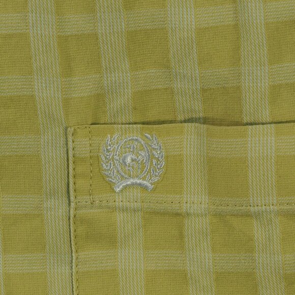 Cinch Shirt Mens Large Yellow Monochrome Check Country Southwest Preppy Cowboy - Picture 10 of 11
